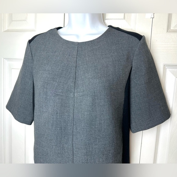 CLUB MONACO Blouse Top Shirt Charcoal Gray Black Ponte Knit Contrast Combo Boxy - Picture 4 of 8